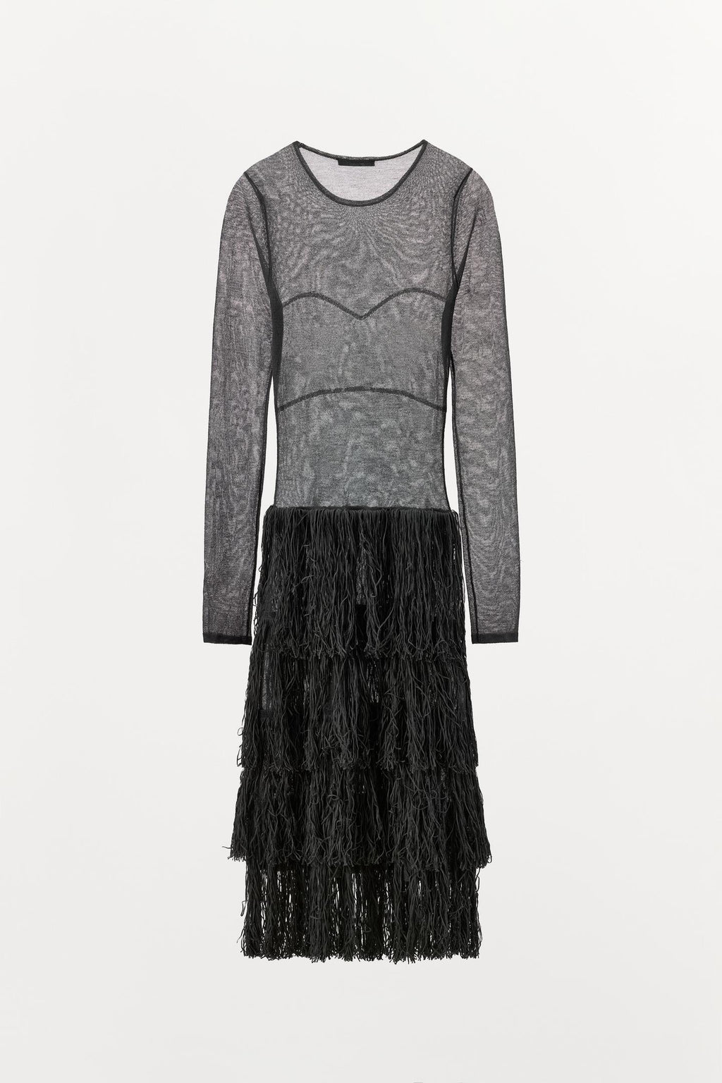 ROBE EN MAILLE FIL MÉTALLISÉ FRANGES