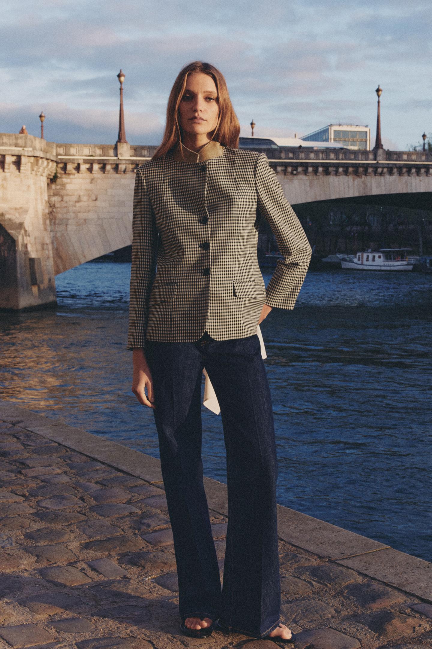 BLAZER À CARREAUX COL MIXTE EZ SIGNATURE