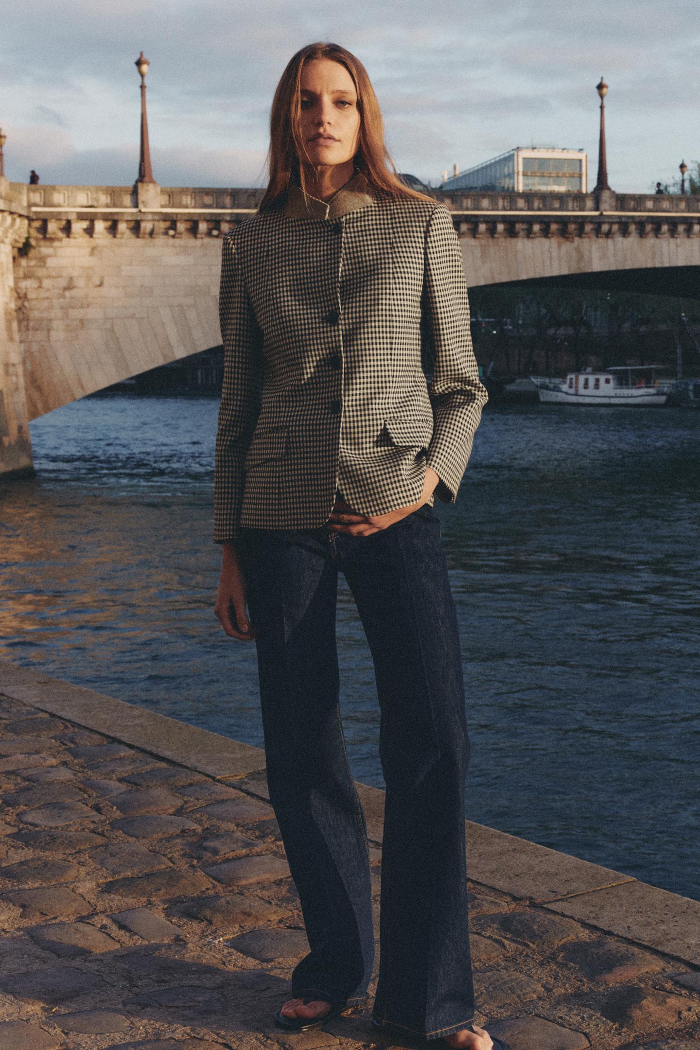 BLAZER À CARREAUX COL MIXTE EZ SIGNATURE