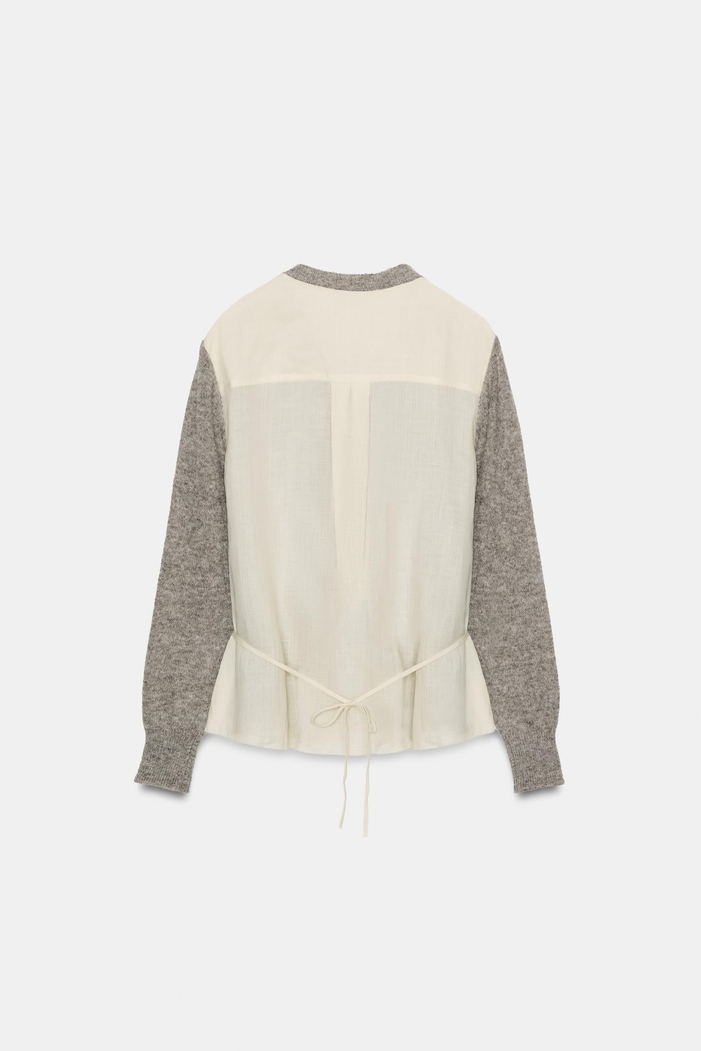 GILET EN MAILLE BIMATIÈRE AVEC CEINTURE