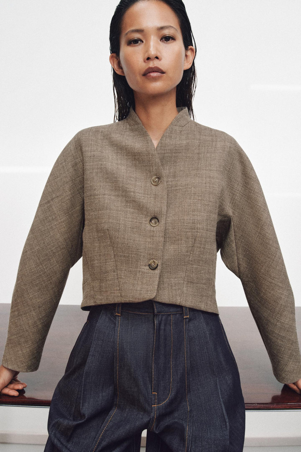 GILET COURT AVEC LAINE EZ SIGNATURE