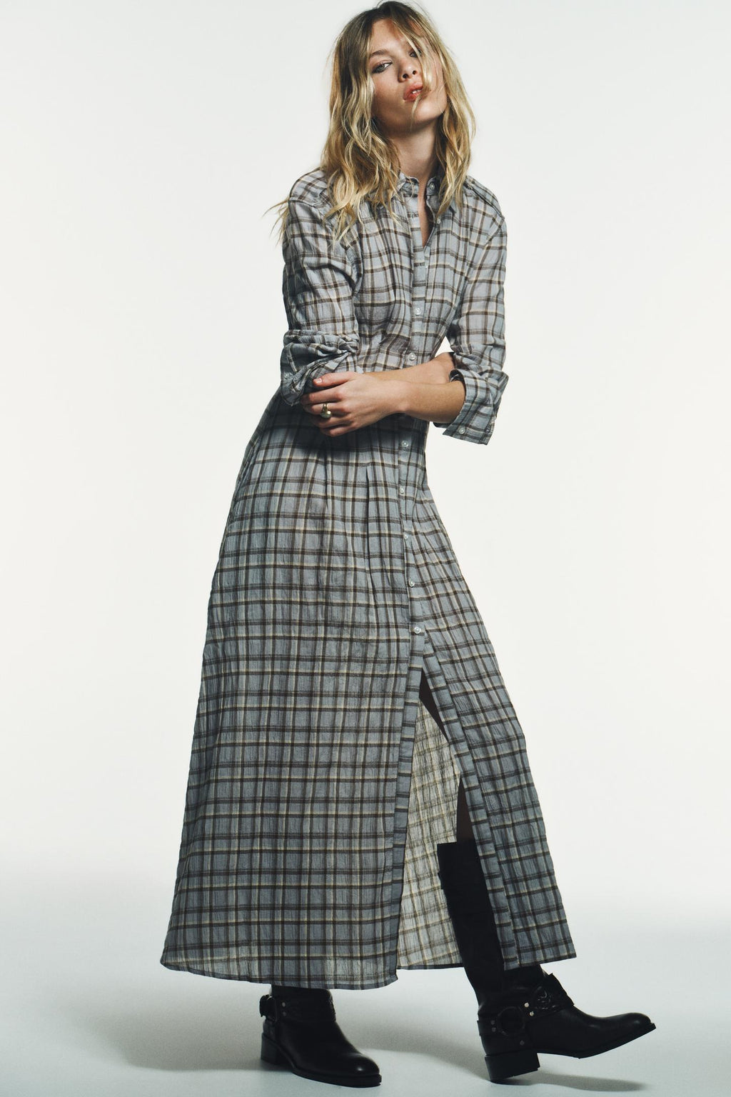ROBE CHEMISE À CARREAUX