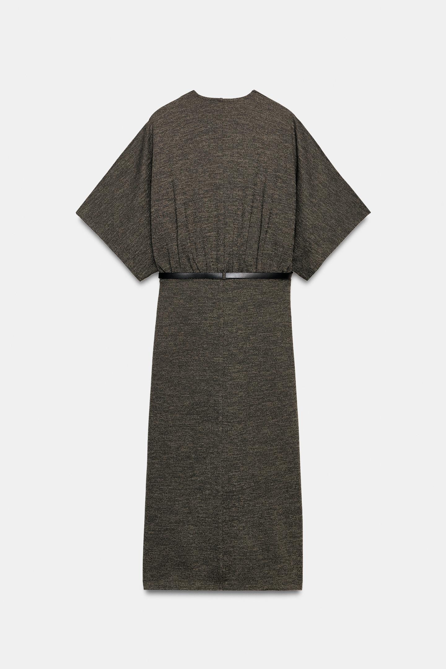 ROBE MI-LONGUE EN PIQUÉ AVEC CEINTURE