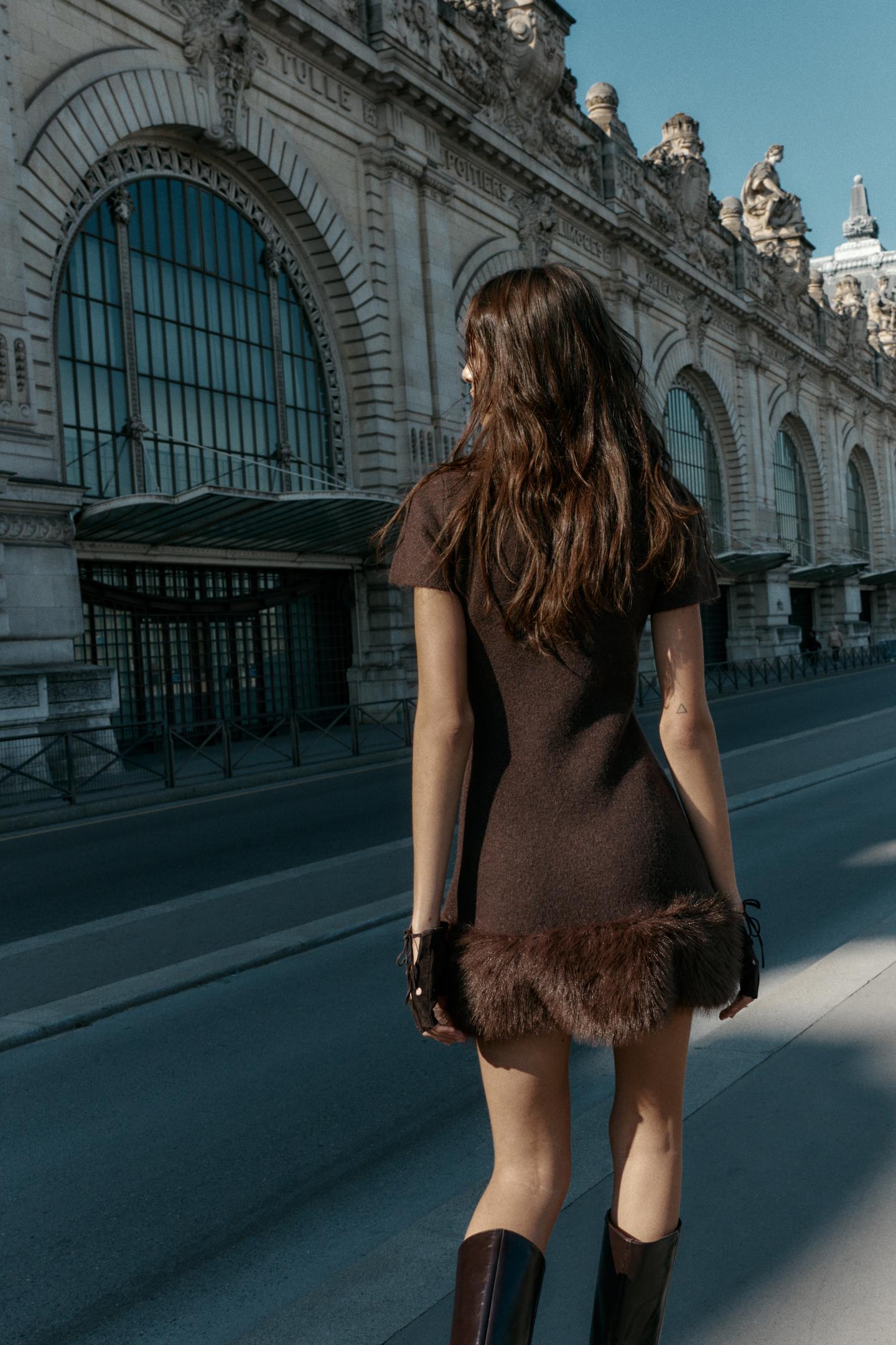 ROBE EN MAILLE BIMATIÈRE EFFET FOURRURE