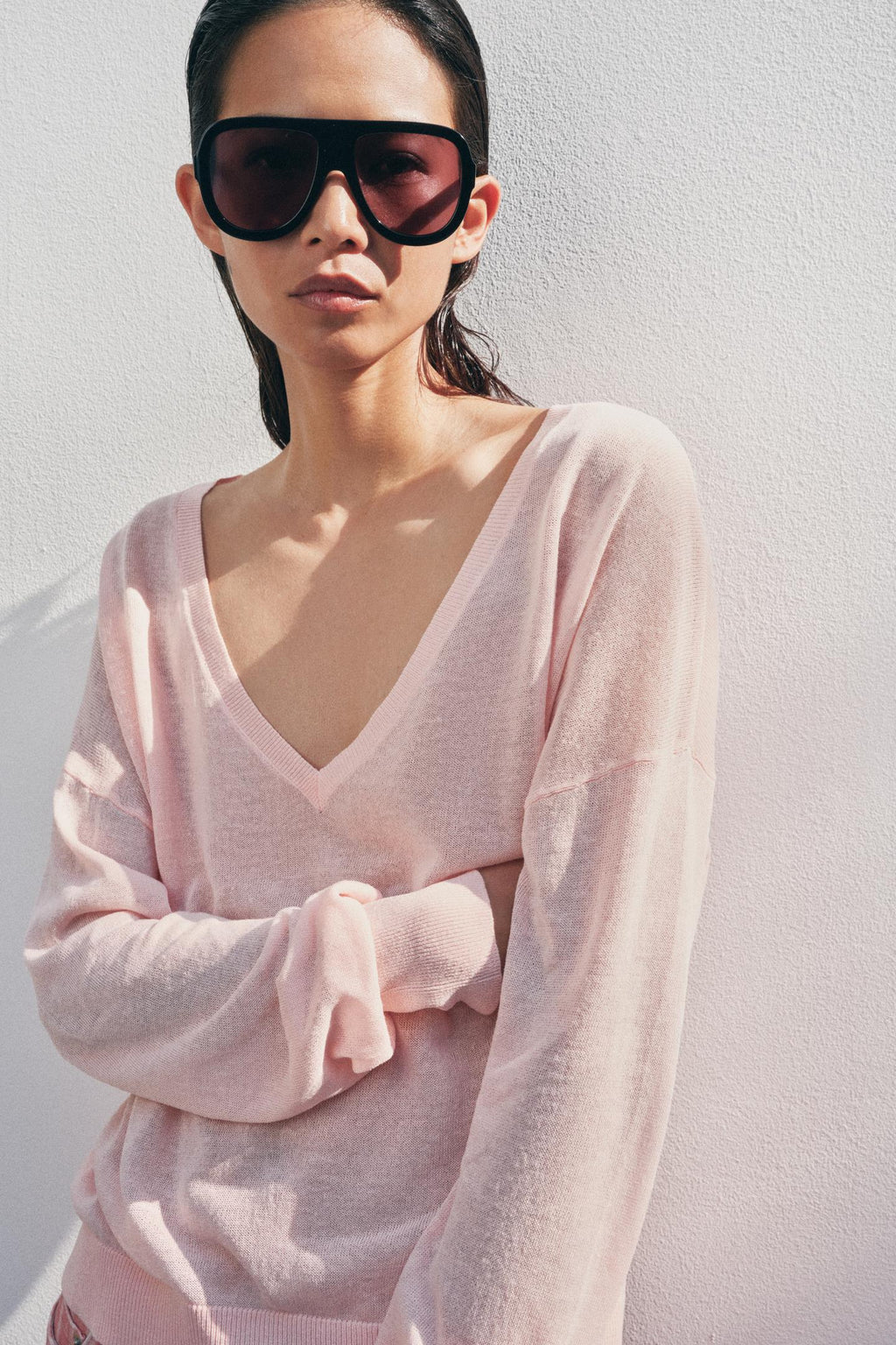 PULL EN MAILLE FINE COL EN V