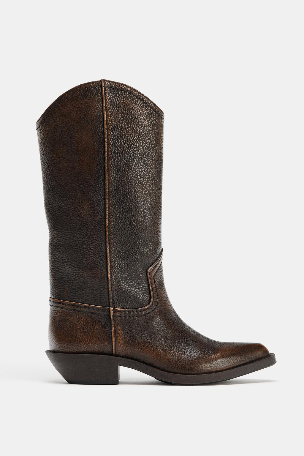 BOTTES EN CUIR À EFFET USÉ