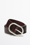 CEINTURE BOUCLE OVALE EN CUIR NAPPA
