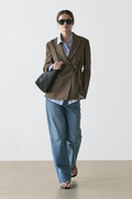 BLAZER CROISÉ À NOEUD EN COTON MÉLANGÉ