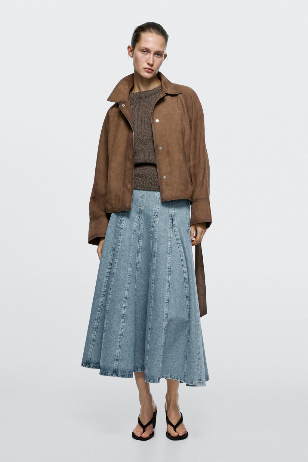 JUPE MIDI GODET EN JEAN