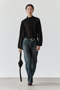 BLOUSE FLUIDE À COL CONTRASTANT