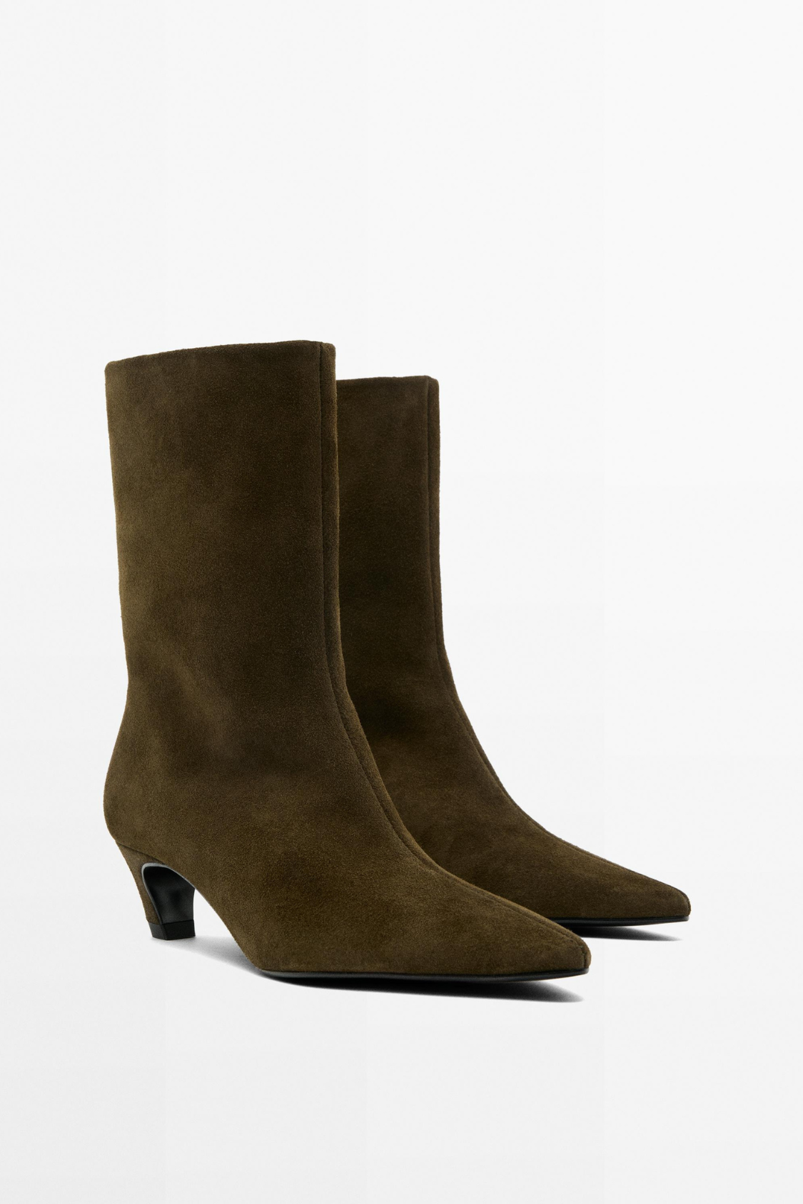 BOTTINES CROÛTE DE CUIR TALON