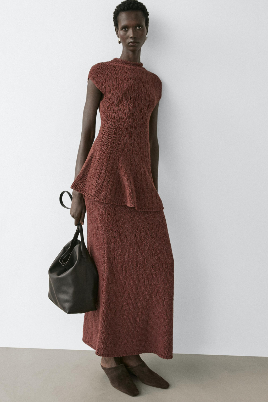 JUPE MIDI EN MAILLE DE COTON
