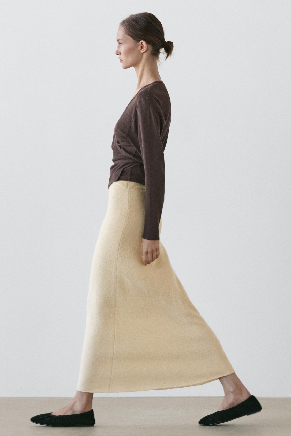 JUPE MIDI EN MAILLE DE LAINE ET D’ALPAGA