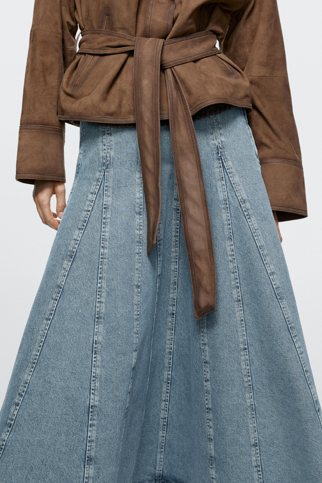 JUPE MIDI GODET EN JEAN