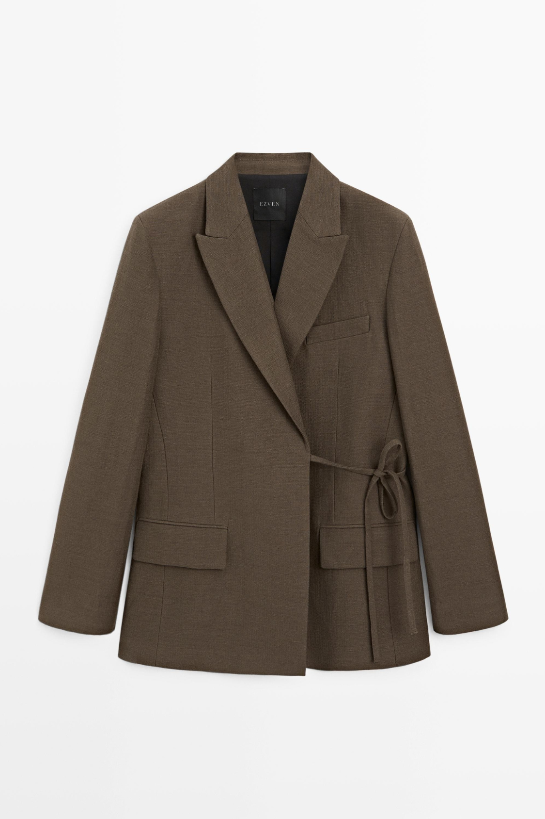 BLAZER CROISÉ À NOEUD EN COTON MÉLANGÉ