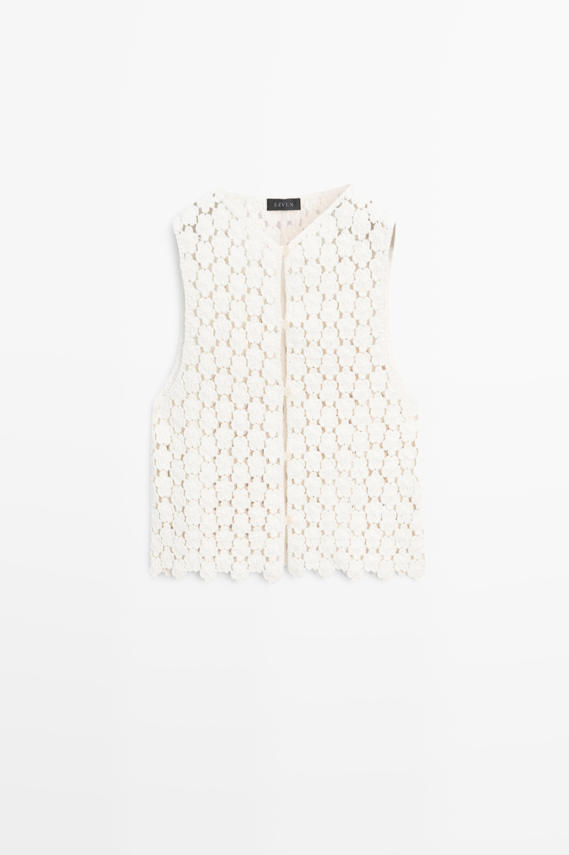 VESTE SANS MANCHES EN CROCHET À FLEURS EN COTON