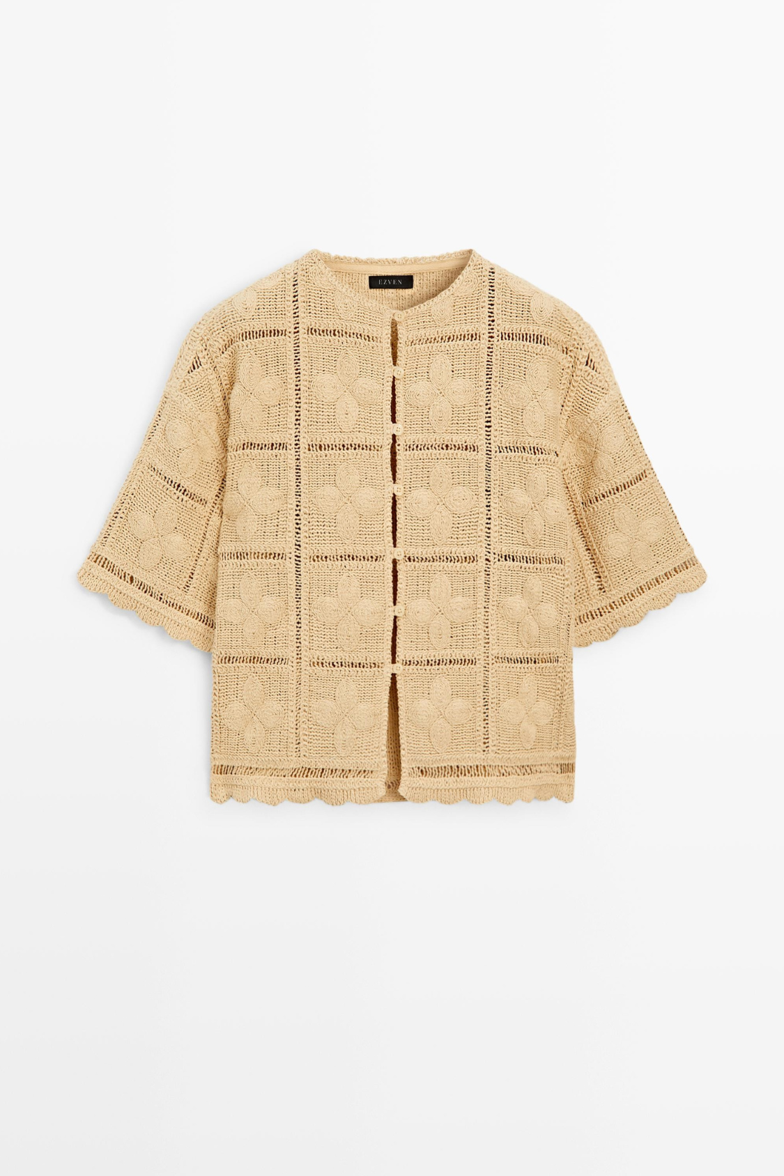 VESTE EN MAILLE AJOURÉE ET CROCHET