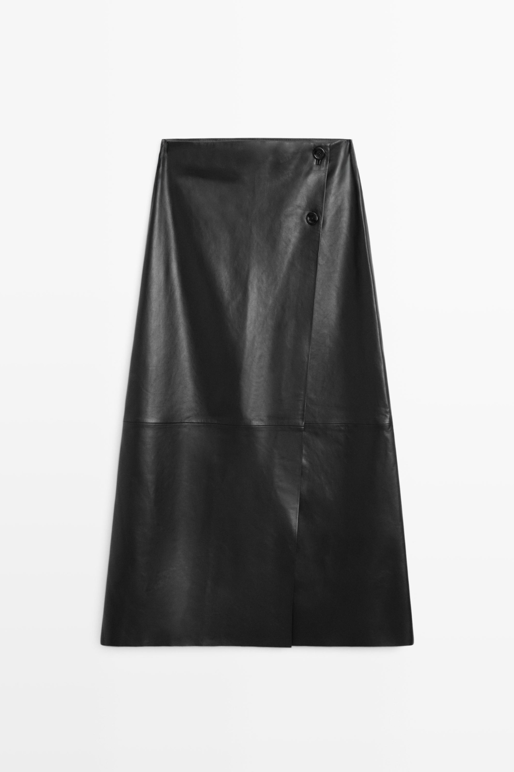 JUPE MIDI EN CUIR NAPPA AVEC COUTURES