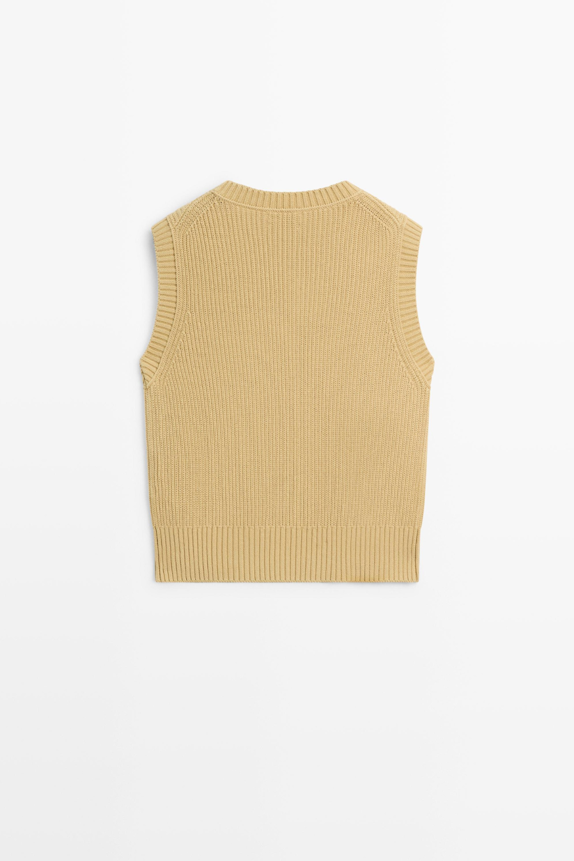 VESTE SANS MANCHES EN MAILLE DE COTON À COL ROND