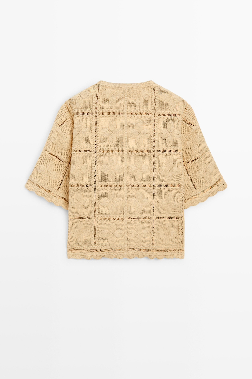 VESTE EN MAILLE AJOURÉE ET CROCHET