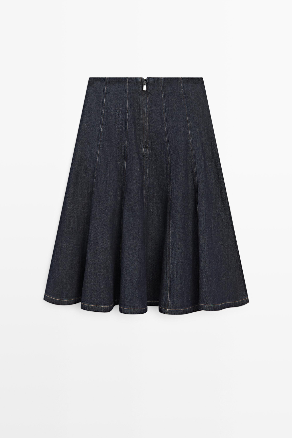 DENIM GODET MIDI SKIRT