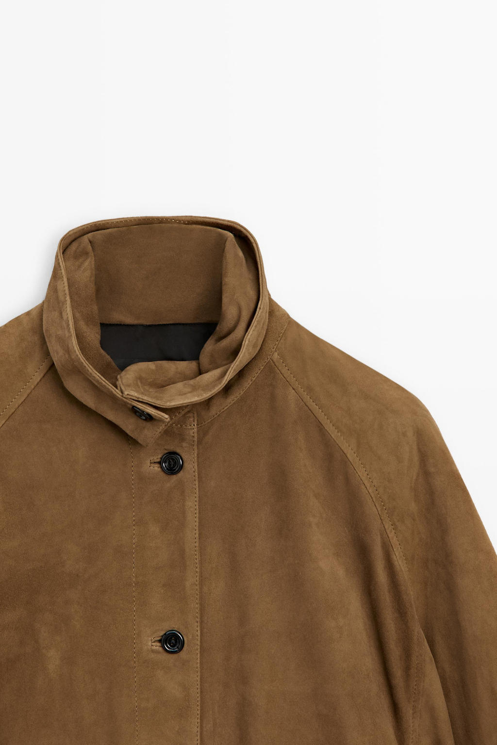 VESTE BOMBER COURTE EN CUIR EFFET DAIM