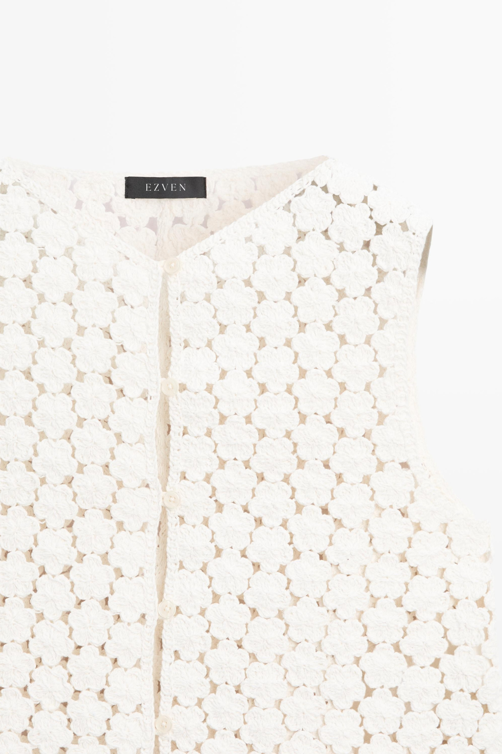 VESTE SANS MANCHES EN CROCHET À FLEURS EN COTON