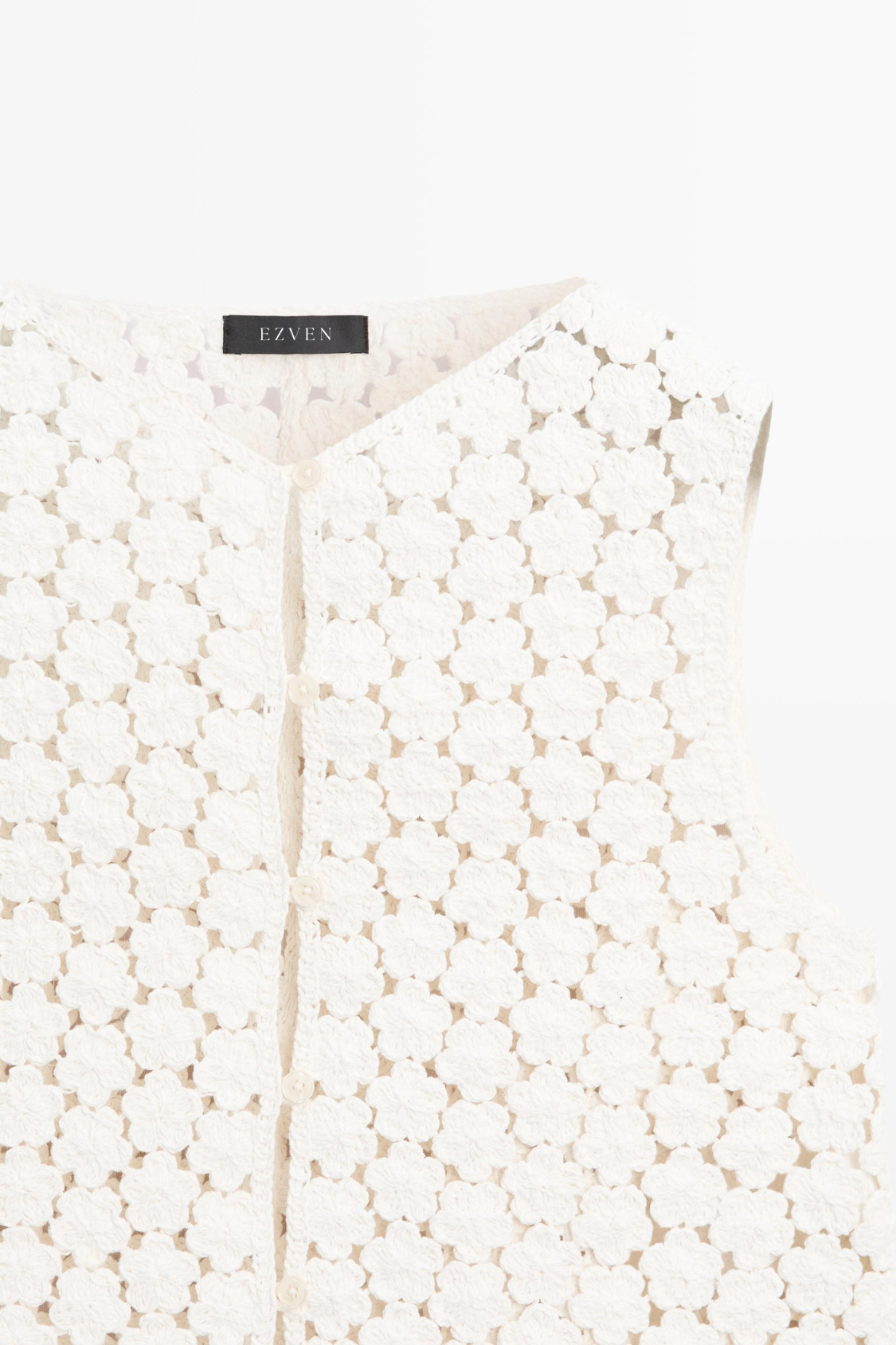 VESTE SANS MANCHES EN CROCHET À FLEURS EN COTON